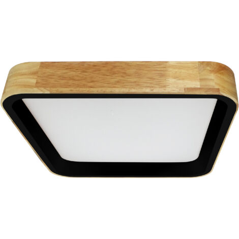Plafón LED 15W Cuadrado Madera y Aluminio 370x370 mm CCT Seleccionable Dari Negro (1/5)