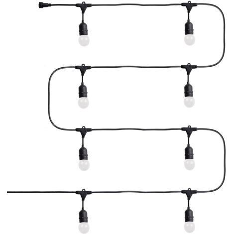 Guirnalda Exterior con Bombillas LED E27 Casquillo Gordo 5.5m IP65 Negro Azul