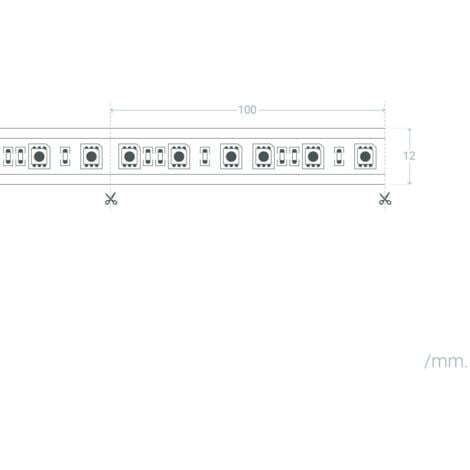 Tira LED RGB 5M Directa 220v 12W/m 60LED/m Corte 12,5cm IP65