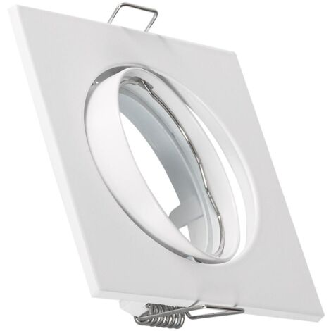 Aro Downlight Cuadrado Basculante para Bombilla LED GU10 / GU5.3 Corte Ø 72 mm Plateado