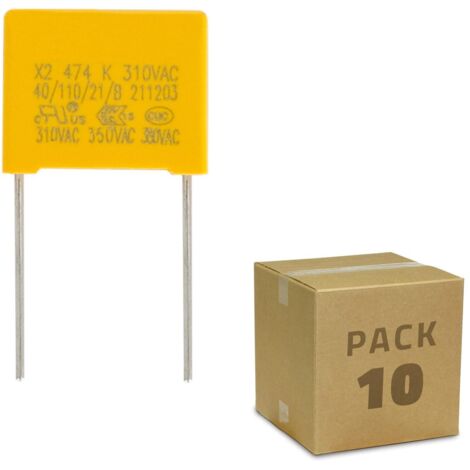 Pack 10 Condensadores Antiparpadeo LED 0.47uF 310V AC Amarillo