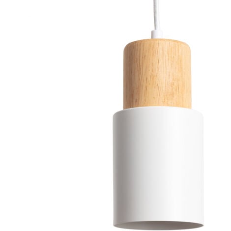 Lámpara Colgante Metal y Madera Kidonge Blanco