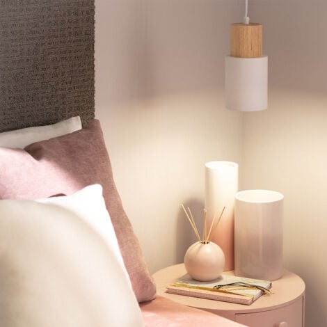 Lámpara Colgante Metal y Madera Kidonge Blanco