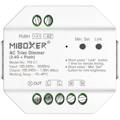 Regulador DALI A TRIAC 1 Canal LEDKIA LIGHTING - Compatible Con Pulsador, Color Blanco, Protección IP20 Para Interior