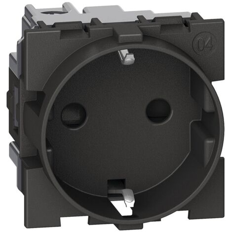 Lot De 2 Prises Schuko 2P+T 16 A Compatible Avec Bticino Living Noir (2