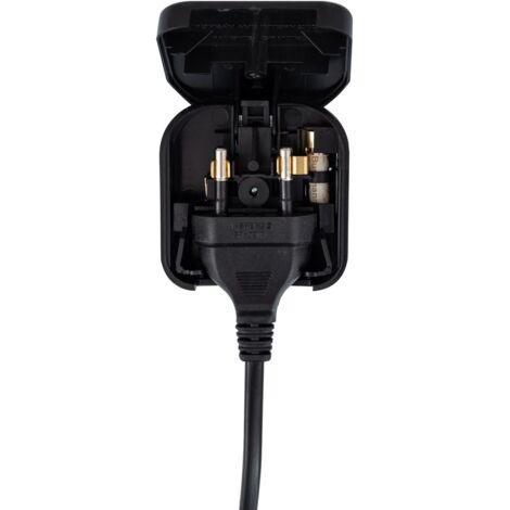 Adaptador Enchufe Tipo C (EU) Cabezal Plano Con Cable Recto a Enchufe Tipo G (UK) Blanco