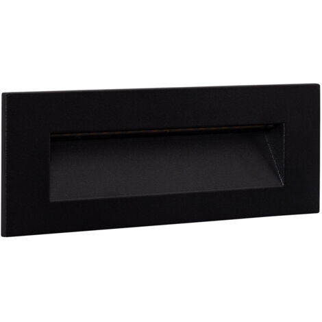 Baliza Exterior LED 7W Empotrable Pared Rectangular Negro Groult 2700K Blanco Cálido