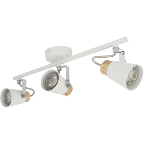 Lámpara De Techo Orientable Metal Y Madera 2 Focos Mara Blanco 220