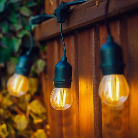 Guirnalda Luces Exterior con 8 Portalámparas E27 Casquillo Gordo 5.5m Negro IP65 Negro