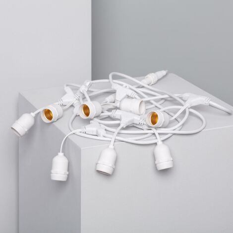 Guirnalda Luces Exterior con 8 Portalámparas E27 Casquillo Gordo 5.5m Blanco IP65 Blanco