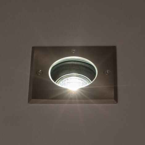 Foco Exterior Empotrable Suelo Cuadrado Inox para GU10 Plateado