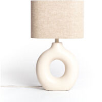 Lámpara de Mesa Cerámica y Tela Memphis Beige