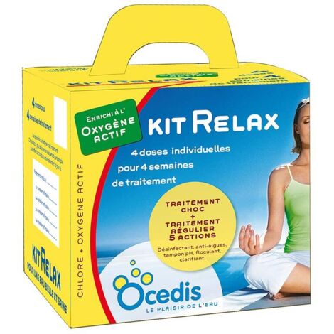 Désinfectant chloré de piscine – Kit RELAX mensuel – Chlore multifonction et oxygène actif – 50m3 – 120050001 – Ocedis