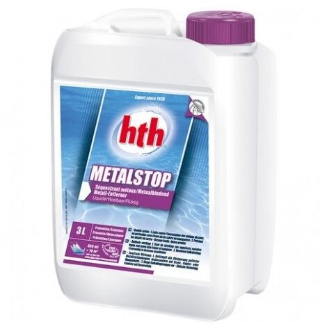 Séquestrant métaux piscine HTH MetalStop liquide 3L – Prévention rouille fer, cuivre, manganèse – Compatible tous filtres – Non moussant