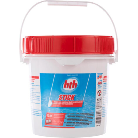 HTH – Désinfectant chloré de piscine – Stick de 300 g – 4,5 kg pour 20 m3 d'eau – Dissolution lente, sans stabilisant