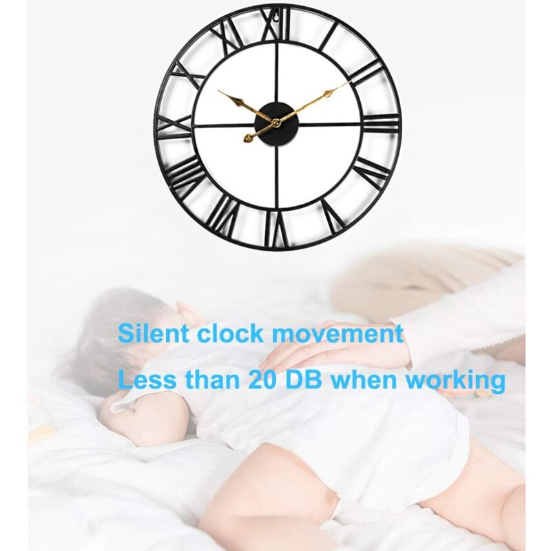 88Cm New Contemporary Wall Clock - Metal Clock - Extra Large Vibrant Colours And Retro Style Design Roman Numerals Wall Art Silent Clock - View #2