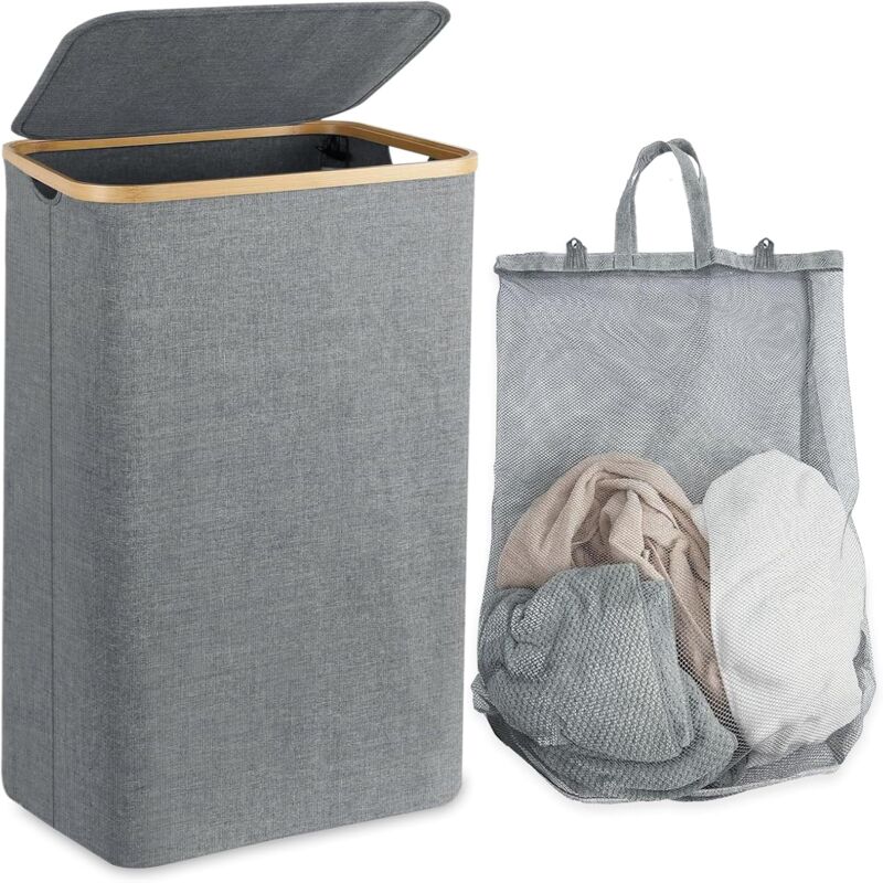 thumbnail image 2 of Slim Laundry Basket With Lid - 19.8 Gallon Narrow Hamper For Small Spaces 2 of 4