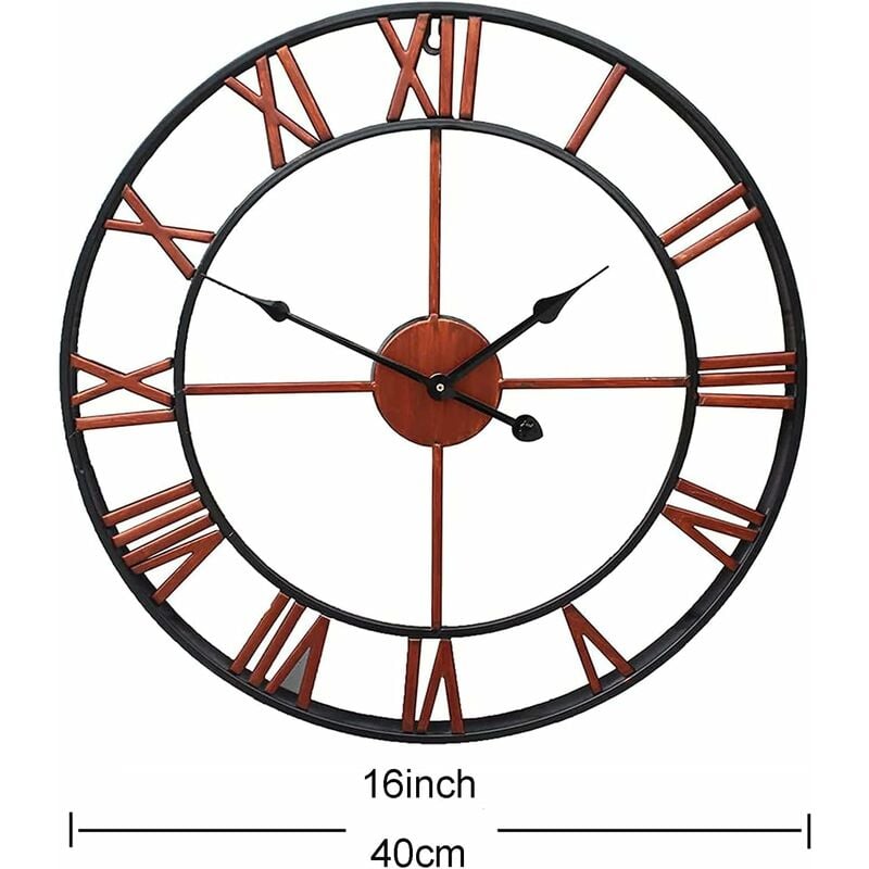 40cm White Large Outdoor Garden Wall Clock Metal Roman Numeral Round Face UK 