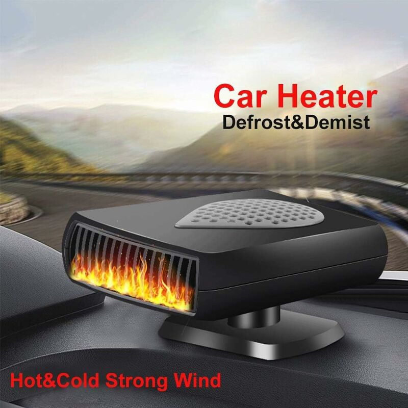 2 in 1 portable car heater, fast heating car defroster, hot and cold car  cooling fan with 12V cigarette lighter