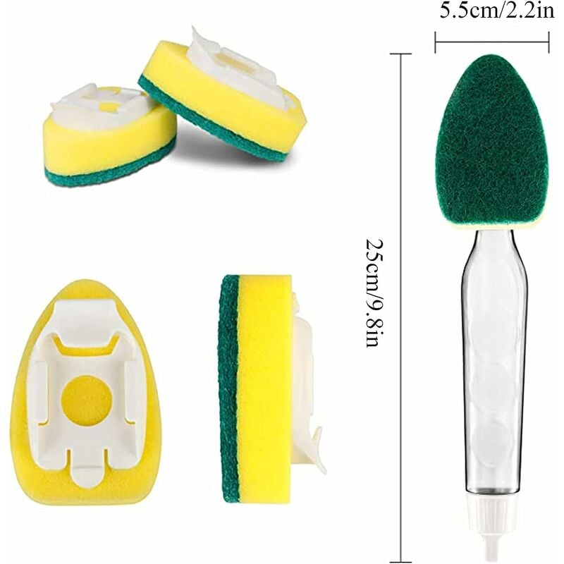 6/8/12pcs Dishwand Dish Cleaning Brush Replacement Head Kitchen Sink Sponge  Handle Brush Dish Scrubber Clean Tool For Dishwash