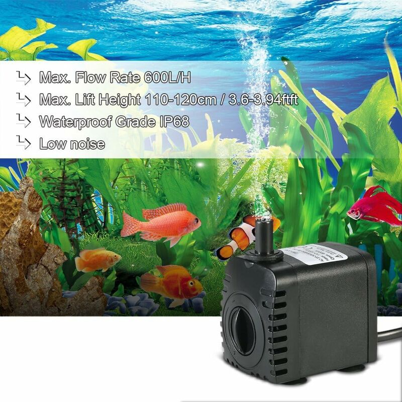 AQUANEAT 2-Pack Small Fountain Pumps 480 GPH - Submersible Water Pumps For Aquariums, Ponds & Fountains