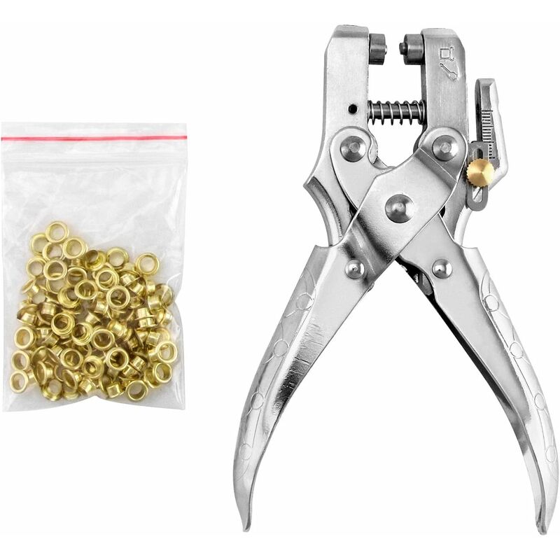 Rivets Eyelet Hole Punch Pliers Hand Tool + 100pcs Easy Press