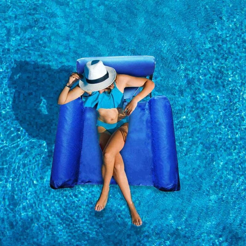 Inflatable Pool Float Bed Lilo, Water Hammock Swimming Pool Floats Mesh  Floater for Adults,Kid Water Lounge Chair Water Bed Sofa - Blue