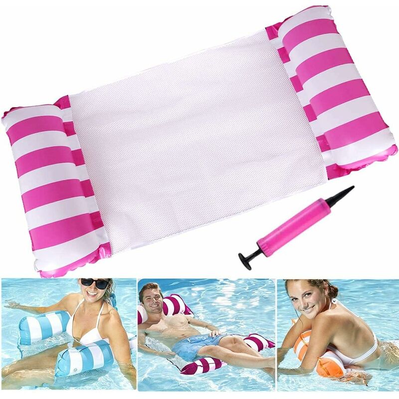 Floating Inflatable Hammock Buoys And Inflatable Mattress Floating Hammock Pool Lounger Portable Floating Inflatable Pool Float With Manual Pump Infla