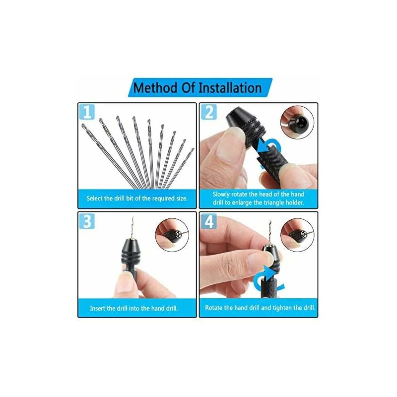 1pc Electric Resin Drill Set With 10 Pieces Drill Bits (0.8 To 1.2