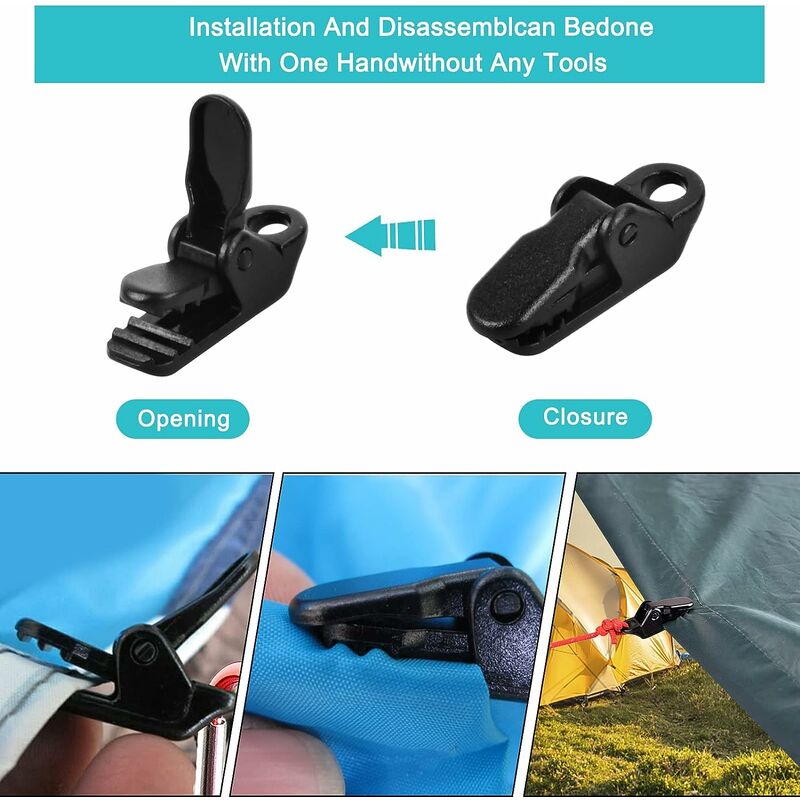 3pcs Alligator Tent Clips Outdoor Camping Tarp Clip Hooks