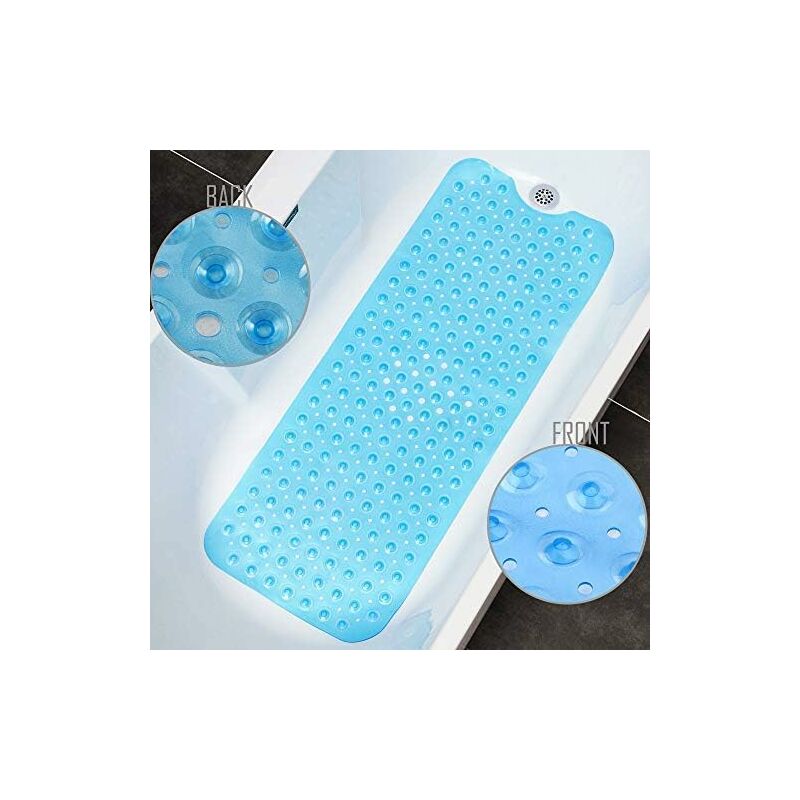 Bathtub Mat  30% Extra Long Shower Mat  Non-Slip Bath Mat  Anti Slip Bath Mat with 200 Suction Cups,40.5 x 101cm/16 x 40 in (Transparent Blue)
