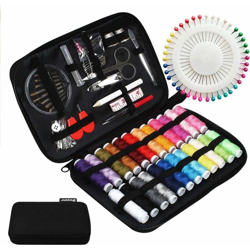Mini Sewing Kit With 52 Sewing Supplies, 18 Spools Of Thread With Black  Sewing Box For Beginners Kids Travelers Sewing Machine Adults Girls (small)