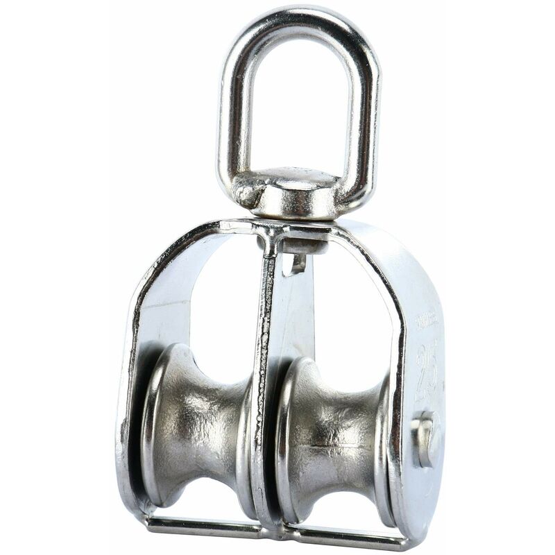 2 Pack Double Pulley Block in 304 Stainless Steel Crane Swivel Hook Double  Pulley Roller Loading (M25)