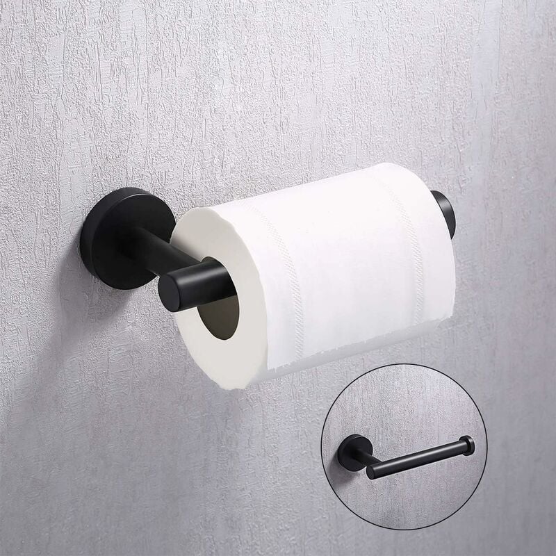 Black Towel and Toilet Roll Holder Set Bathroom Accessory Set 4 Piece  Toilet Roll Holder and Towel Ring and Hook SUS304 Stainless Steel Wall  Mounted