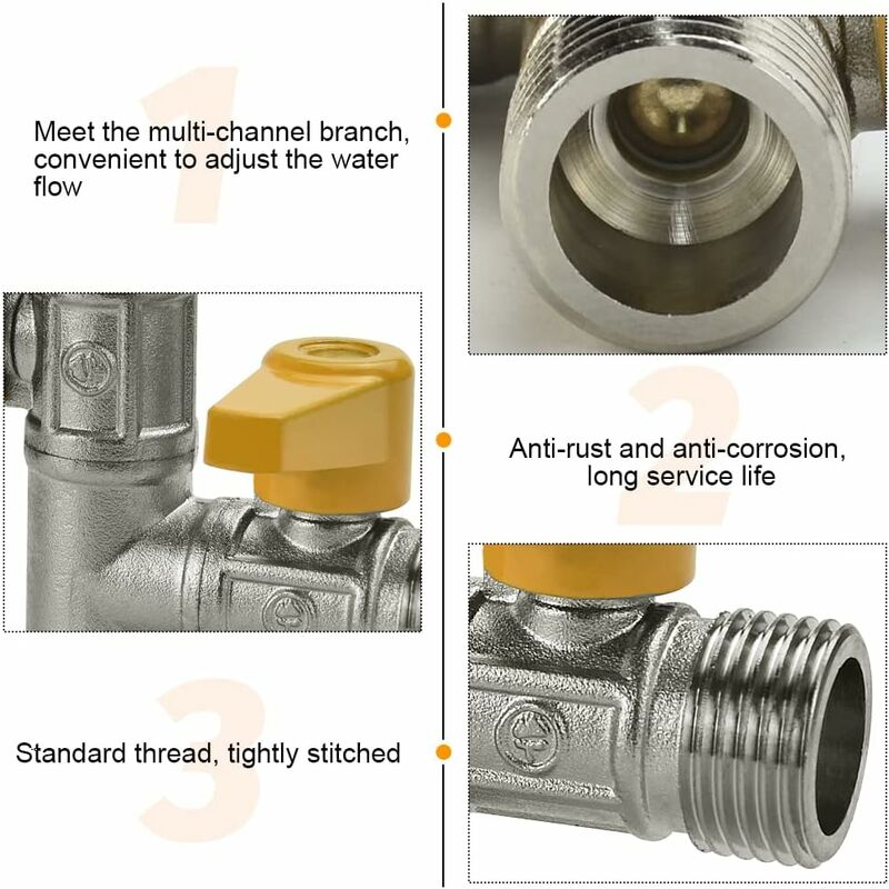 Tecmolog 2 Way G 1/2 Brass Reverse Valve Stop Valve Shower T Adapter For Hand Shower Head Chrome DSF014