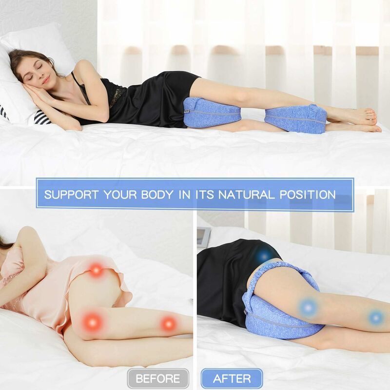 Nestl Knee Pillow with Cooling Cover and Adjustable Strap - Comfy Pillow Between or Under Legs for Side Sleepers