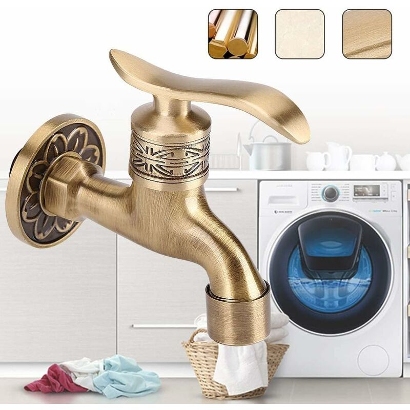 Antique Brass Washing Machine Faucet ...