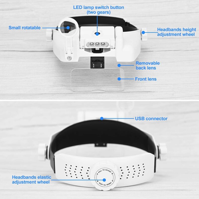  Head Magnifier Glasses, Head Mount Magnifying Glasses with Light  for Reading Professional Headband Magnifier Hands Free for Jewelers,  Crafts, Watch, Circuit Repair, Hobby, 1.0X,1.5X,2.0X,2.5X,3.5X : Arts,  Crafts & Sewing