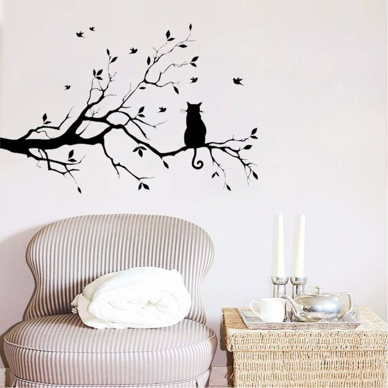LiveGallery 6 Sheets Removable Cartoon Tree Wall Stickers - Brown Tree With Green Leaves & Animals | DIY Decal For Kids Room, Nursery