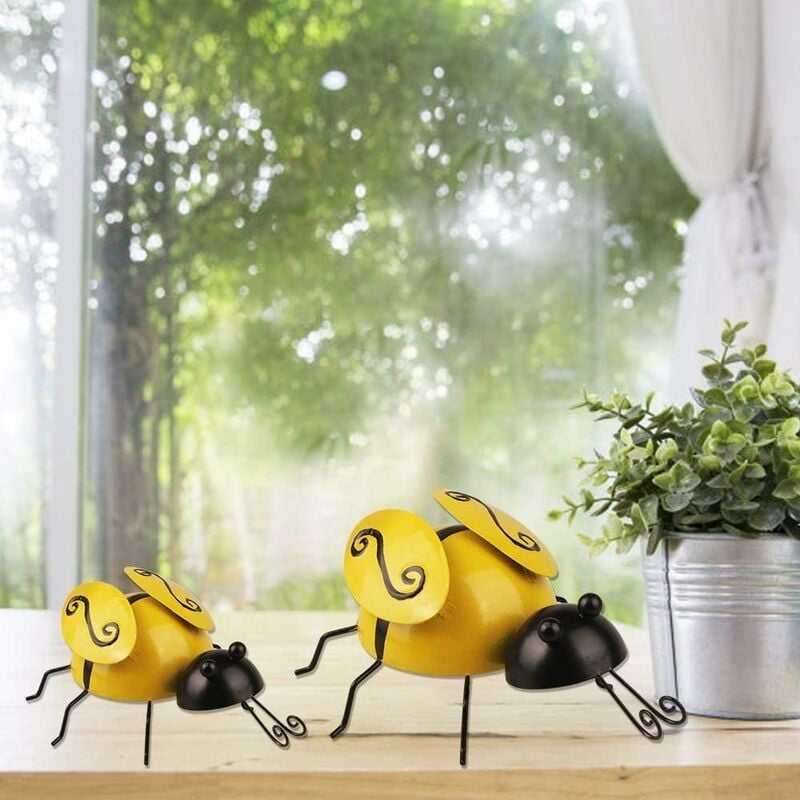 4Pcs Metal Bumble Bee Decor Cute Bee Wall Art for Home Garden