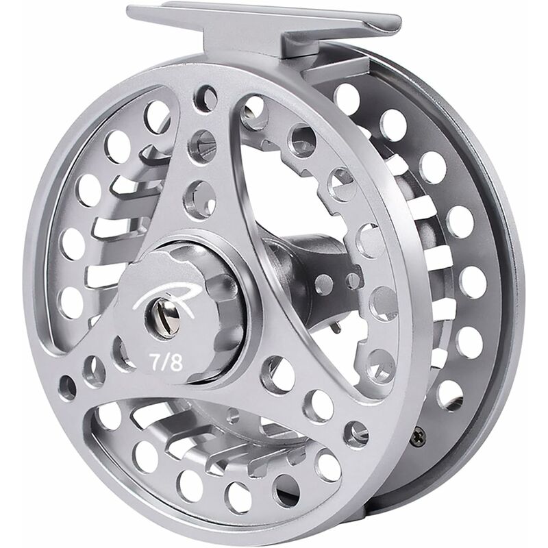 Full Aluminum Alloy Metal Fly Fishing Reel CNC Machined 7/8 Fly Fishing  Reel（Silver）
