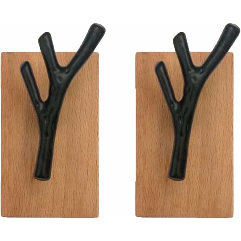 2pcs,Beech Wood Hooks Creative Wall Hanging Hooks for Coat Hat