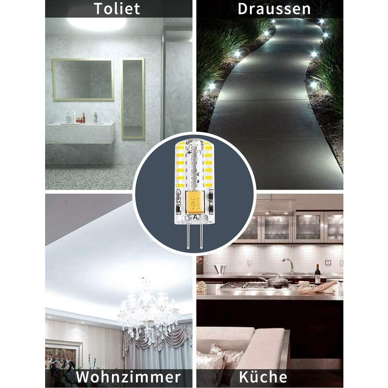 G4 LED 3W, AC12-24V, 300LM Warm White 3000K, 24x5730 SMD, 30w Halogen Bulb  Equivalent, Non-Dimmable, G4 LED Round Bulb for Cabinet Light, Lighting,  Recessed Lighting, Pack of 6