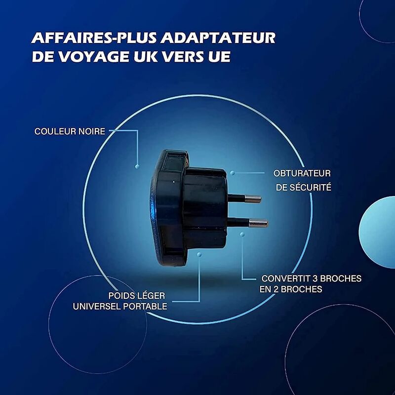 Pack of X2 - English to France Plug Adapter - English French Adapter - Type  G to Type C 