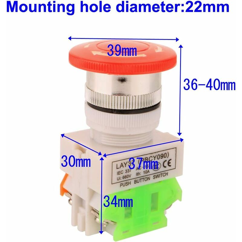 Hylec 1DE.01.06AG Single Stop/start Push Button 22mm Green