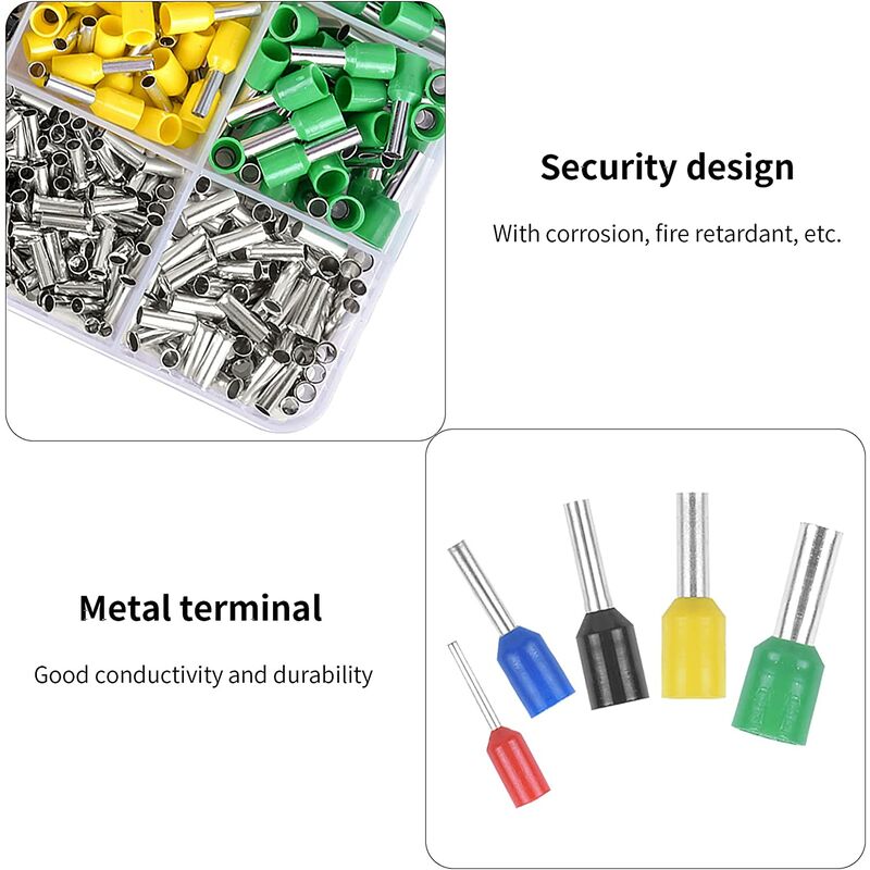 1640 Pcs Pre-insulated/ Non-insulated Lugs Wire Ferrules Insulated Crimp  Terminals Wiring Ferrules 12-22 AWG Electrical Butt Connectors for  Electrician Splicing Projects 0.5/1/1.5/2.5/4mm²