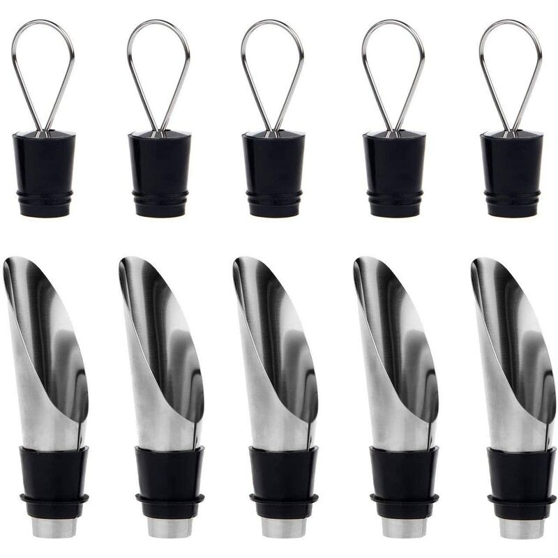 Wine Pourers Stainless Steel Pourer Decanter With Bottle Stopper