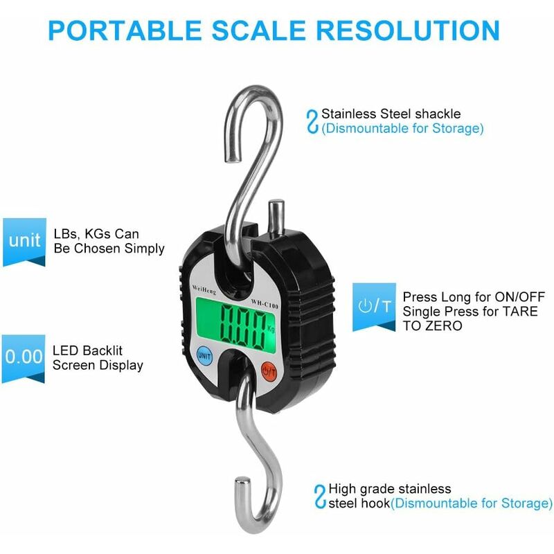Digital Luggage Scale Luggage Scale Hanging Scale Fish Scale Travel Scale  From 0.01g To 40 Kg - Port