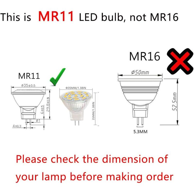 12V 3W MR11 LED Bulbs Equivalent to 20 30W Halogen Bulbs GU4.0