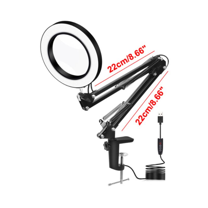 DODOING Magnifying Glass with Light, Lighted Magnifier with Stand and  Clamp, 5 Color Modes Stepless Dimmable, LED Desk Lamp Hands Free for Craft